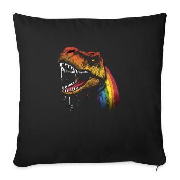 Regenbogen-Hals Tyrannosaurus - Sofakissenbezug 45 x 45 cm - Schwarz - Vorne
