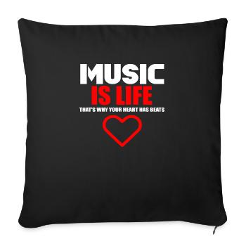 life music logo - Sofa pillowcase 17,3'' x 17,3'' (45 x 45 cm) - black - Front