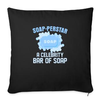 Soap-perstar – Un bar de célébrité de savonnier S - Housse de coussin décorative 45 x 45 cm - noir - Devant