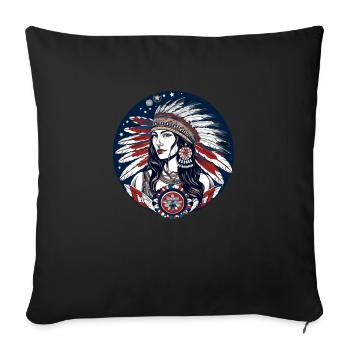 Amerikanische Folklore - Sofakissenbezug 45 x 45 cm - Schwarz - Vorne