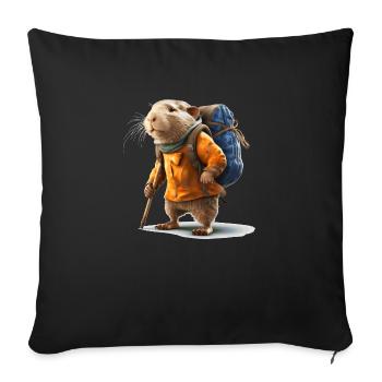 Le rat-taupe est préparé pour cette randonnée - Housse de coussin décorative 45 x 45 cm - noir - Devant