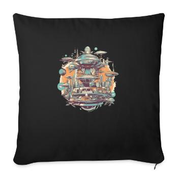 Futuristische Stadt - Sofakissenbezug 45 x 45 cm - Schwarz - Vorne