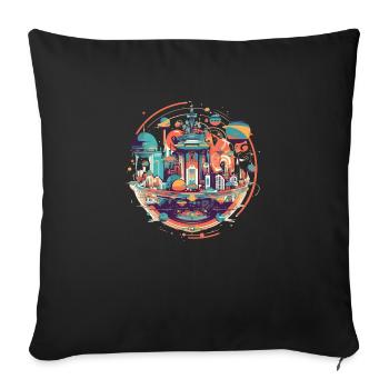 Futuristische Stadt - Sofakissenbezug 45 x 45 cm - Schwarz - Vorne