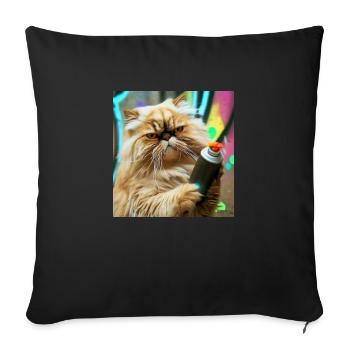 Persian cat Negan as a sprayer - Sofa pillowcase 17,3'' x 17,3'' (45 x 45 cm) - black - Front