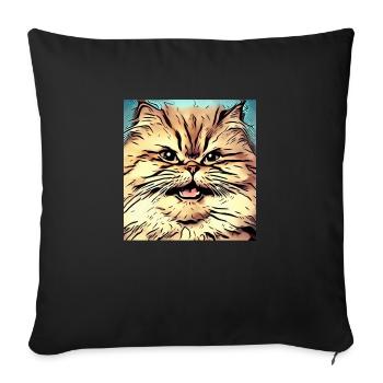 Perserkatze Negan im Comic Stil - Sofakissenbezug 45 x 45 cm - Schwarz - Vorne