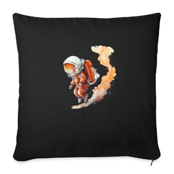 Illustration d’aquarelles d’astronautes - Housse de coussin décorative 45 x 45 cm - noir - Devant