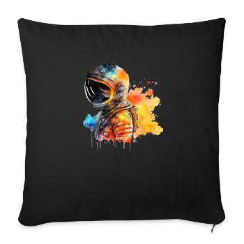 Aquarelles de portrait d’astronaute - Housse de coussin décorative 45 x 45 cm - noir - Devant
