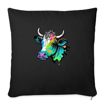 Cow Head Colorful Drawing - Sofa pillowcase 17,3'' x 17,3'' (45 x 45 cm) - black - Front