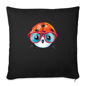 Lili la coccinnelle - Housse de coussin décorative 45 x 45 cm - noir - Devant