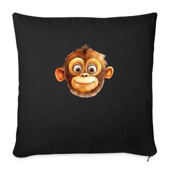Dessin de singe Aquarelle - Housse de coussin décorative 45 x 45 cm - noir - Devant