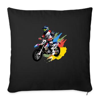Moto cross Andréa - Housse de coussin décorative 45 x 45 cm - noir - Devant