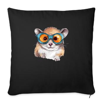 Tak the spectacled squirrel - Sofa pillowcase 17,3'' x 17,3'' (45 x 45 cm) - black - Front