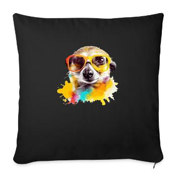 Exou the spectacled meerkat - Sofa pillowcase 17,3'' x 17,3'' (45 x 45 cm) - black - Front