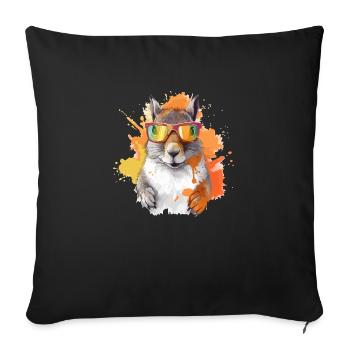 Tom the spectacled squirrel - Sofa pillowcase 17,3'' x 17,3'' (45 x 45 cm) - black - Front