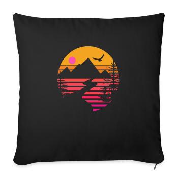 Mountains Outdoor Retro - Sofa pillowcase 17,3'' x 17,3'' (45 x 45 cm) - black - Front