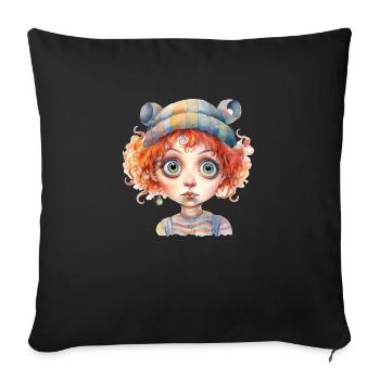 Dessin d’aquarelles de femme - Housse de coussin décorative 45 x 45 cm - noir - Devant