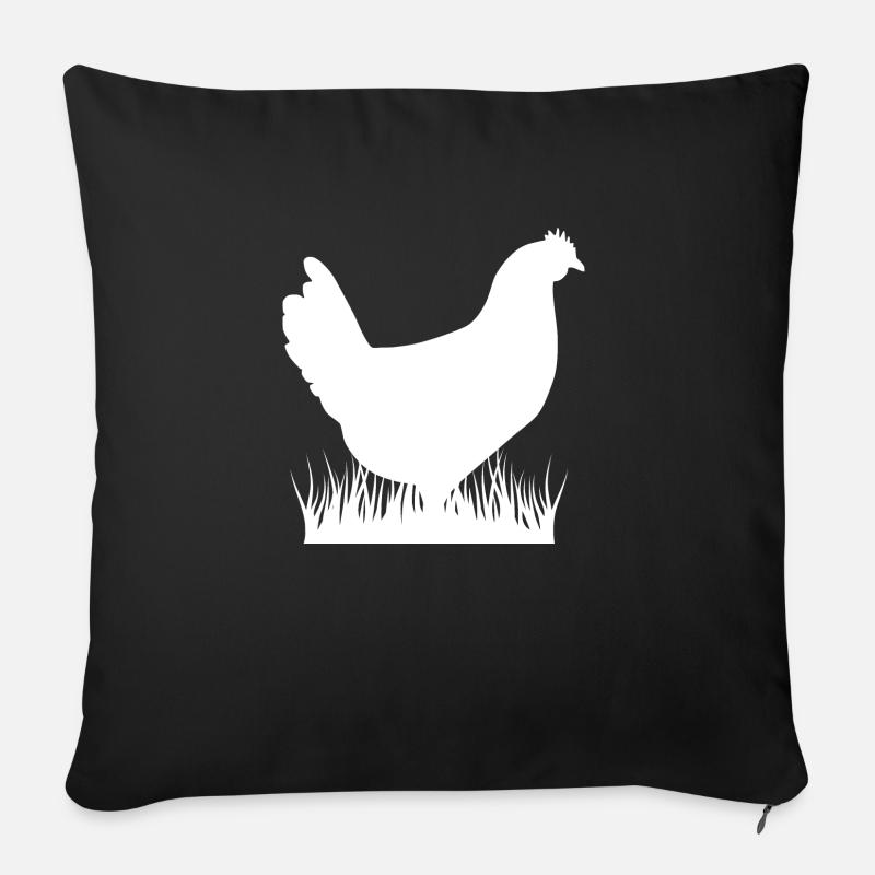 Huhn silhouette weiß - Sofakissenbezug 45 x 45 cm - Schwarz