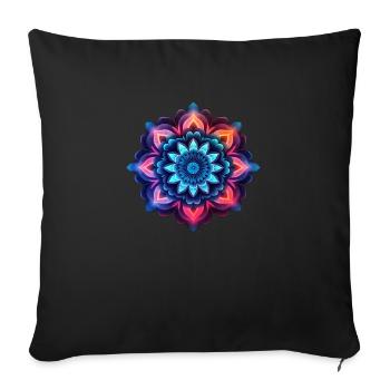 Mandala colorful flower neon - Sofa pillowcase 17,3'' x 17,3'' (45 x 45 cm) - black - Front