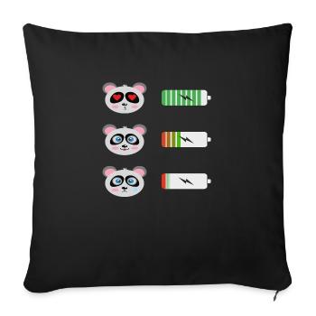 Panda Batterie Shirt - Sofakissenbezug 45 x 45 cm - Schwarz - Vorne