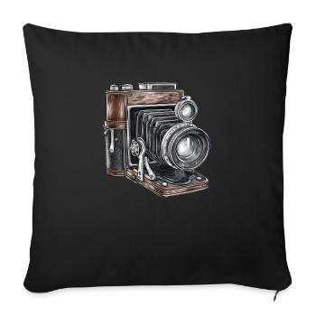 Dessin rétro de caméra - Housse de coussin décorative 45 x 45 cm - noir - Devant