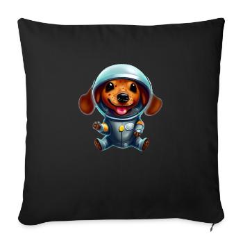 Astronaut Dachshund - Sofa pillowcase 17,3'' x 17,3'' (45 x 45 cm) - black - Front