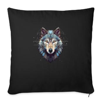 Geometrischer Wolfkopf Polygonal - Sofakissenbezug 45 x 45 cm - Schwarz - Vorne