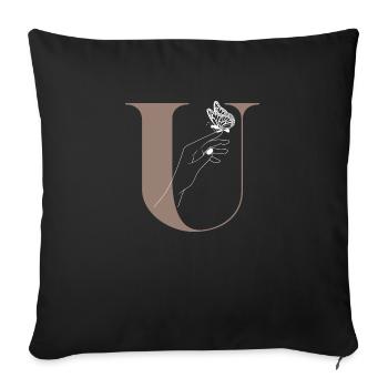 Letter U Magic Butterfly - Sofa pillowcase 17,3'' x 17,3'' (45 x 45 cm) - black - Front