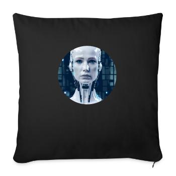 KI Robot/ Ai Roboter/ Cyborg/Cyberpunk - Sofa pillowcase 17,3'' x 17,3'' (45 x 45 cm) - black - Front