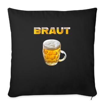 Braut Bier mit Bierkrug Polterfeier - Sofakissenbezug 45 x 45 cm - Schwarz - Vorne