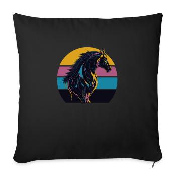 Stallion Horse Sunset - Sofa pillowcase 17,3'' x 17,3'' (45 x 45 cm) - black - Front