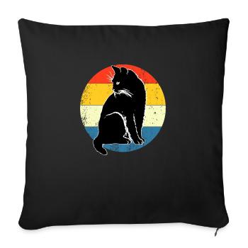 Retro Vintage Cute Cat Sunset Design - Sofa pillowcase 17,3'' x 17,3'' (45 x 45 cm) - black - Front