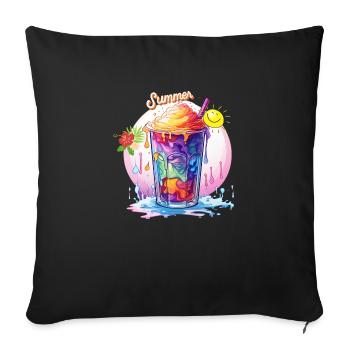 Slush Ice Cream Rainbow Colors Summer Fun Holiday - Sofa pillowcase 17,3'' x 17,3'' (45 x 45 cm) - black - Front