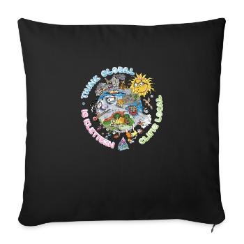 Pensez à l’escalade globale Fond sombre local - Housse de coussin décorative 45 x 45 cm - noir - Devant