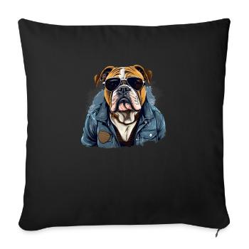 Urban Bulldog: Streetwise Bulldog Vibes - Sofa pillowcase 17,3'' x 17,3'' (45 x 45 cm) - black - Front