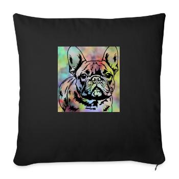 französische Bulldogge Jagdhund gestromt Haustier - Sofakissenbezug 45 x 45 cm - Schwarz - Vorne
