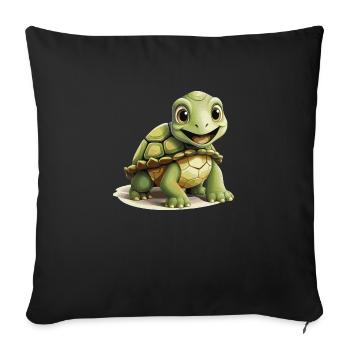 petite tortue - Housse de coussin décorative 45 x 45 cm - noir - Devant