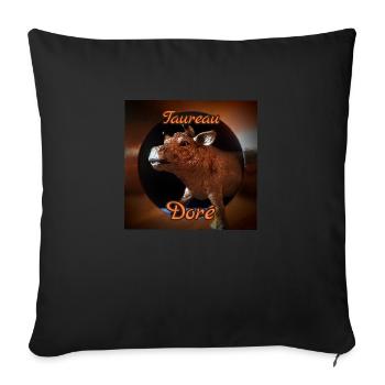 Taureau doré - Housse de coussin décorative 45 x 45 cm - noir - Devant
