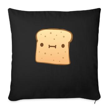 Mignon Kawaii Butter Toast Anime Face Toast - Housse de coussin décorative 45 x 45 cm - noir - Devant