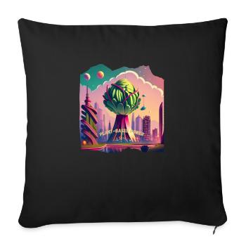 Futuristic cabbage city plant-based power - Sofa pillowcase 17,3'' x 17,3'' (45 x 45 cm) - black - Front