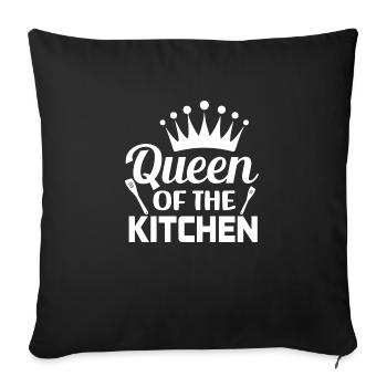 Queen Of The Kitchen. Kitchen Quote, Baking Quote - Sofa pillowcase 17,3'' x 17,3'' (45 x 45 cm) - black - Front