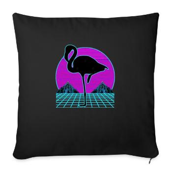 Flamingo bird Vaporwave Outrun Retro 80s Style - Sofa pillowcase 17,3'' x 17,3'' (45 x 45 cm) - black - Front