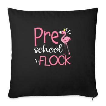 Troupeau préscolaire Flamingo Retour à l’école - Housse de coussin décorative 45 x 45 cm - noir - Devant