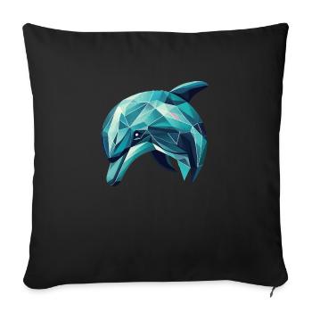 Delfin Illustration Geometrisch mit Dreiecken - Sofakissenbezug 45 x 45 cm - Schwarz - Vorne