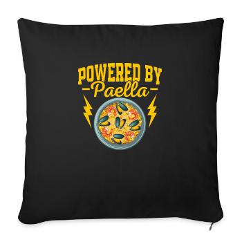 Powered By Paella Espana Plat de riz Nourriture - Housse de coussin décorative 45 x 45 cm - noir - Devant