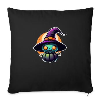 halloween - citrouille chapeau de sorciere - Housse de coussin décorative 45 x 45 cm - noir - Devant