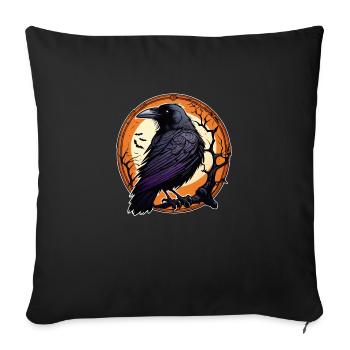 halloween ou hard rock - corbeau - Housse de coussin décorative 45 x 45 cm - noir - Devant