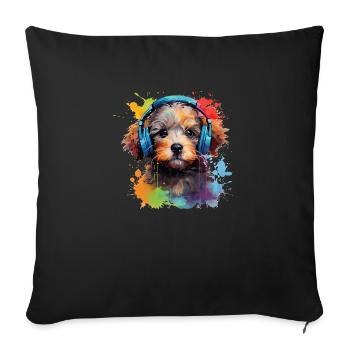 Cute Puppy Headset Gift Kids Kids Fashion - Sofa pillowcase 17,3'' x 17,3'' (45 x 45 cm) - black - Front