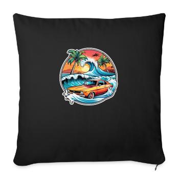 Surfen Strand Palme Sonnenschein Urlaub - Sofakissenbezug 45 x 45 cm - Schwarz - Vorne