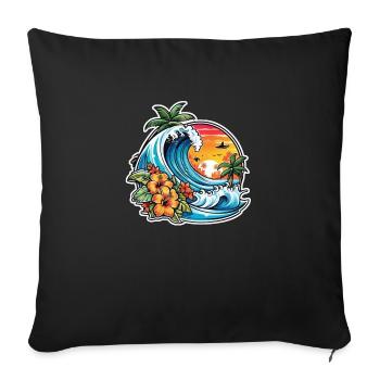 Surfing Beach Palm Tree Sunshine Holidays - Sofa pillowcase 17,3'' x 17,3'' (45 x 45 cm) - black - Front