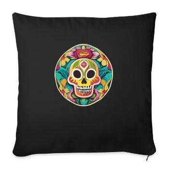 Calavera - Crâne coloré - Housse de coussin décorative 45 x 45 cm - noir - Devant